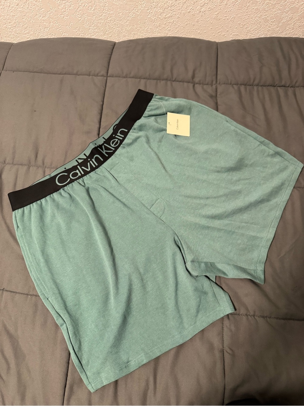 Calvin Klein Mint Green Lounge Bermudas with Black Logo Waistband